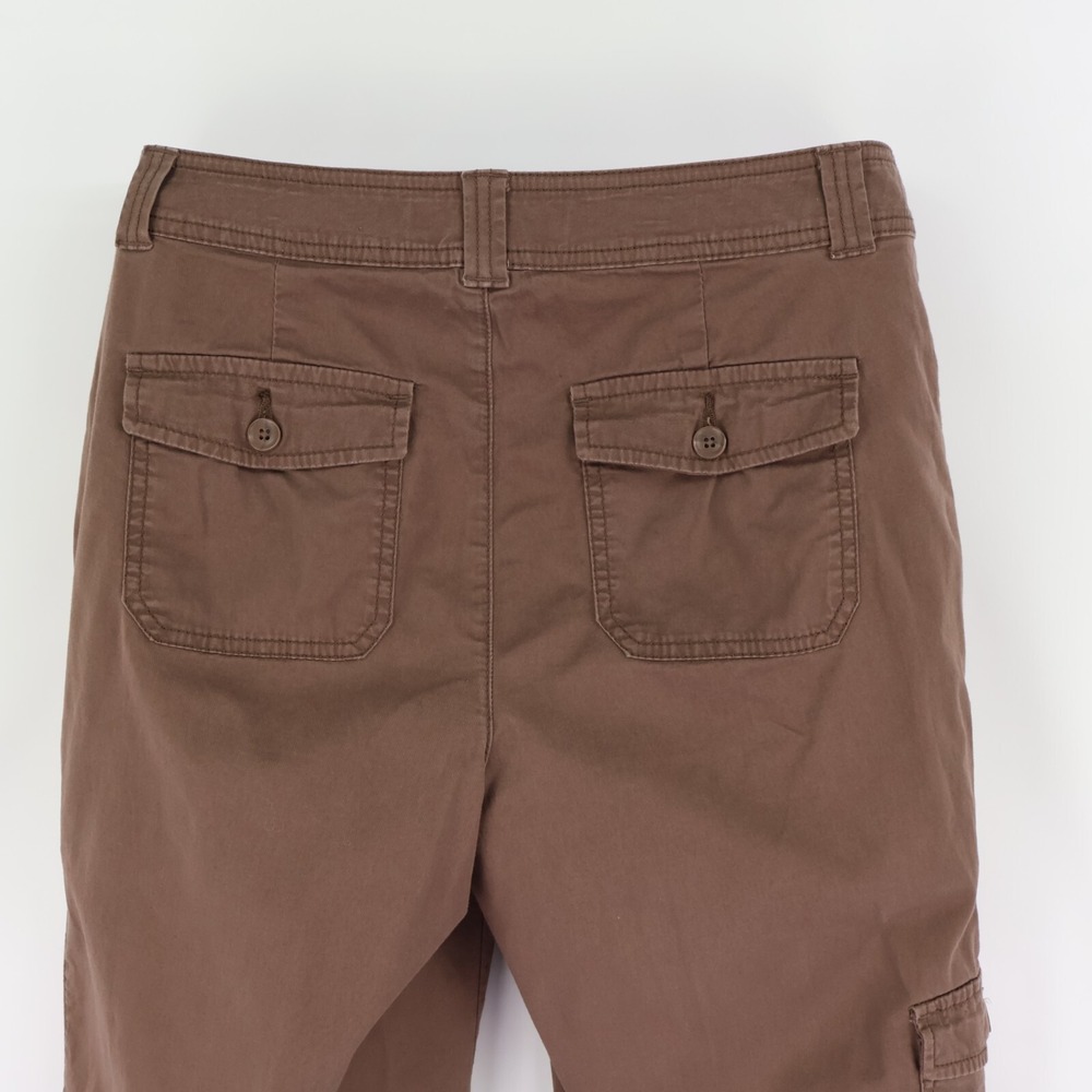 Croft & Barrow Capri Pants Womens Sz 8 Brown Cotton Embroidered Pockets Mid Rise - Picture 3 of 7